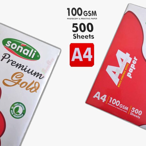 Sonali A4 paper, Premium Gold Copy, 100 GSM, 500 Sheets, Multi-purpose Printer Paper - Image 2