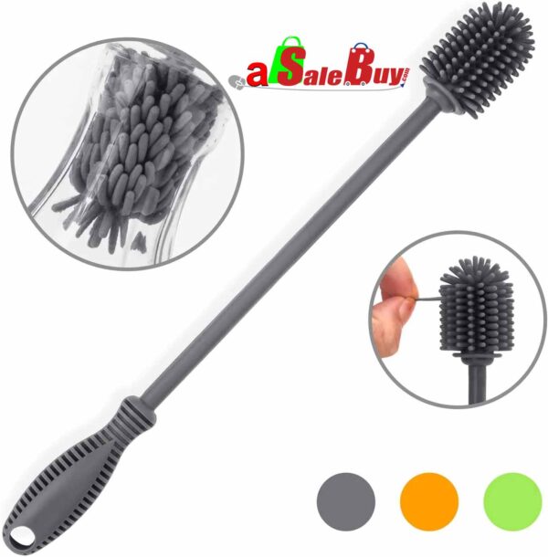 Silicone Bottle Cleaning Brush with Long Handle BPA Free Water Bottle Cleaner