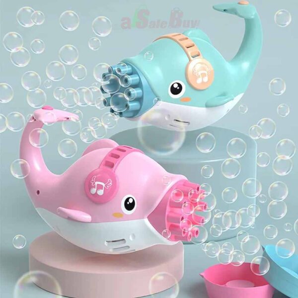 Automatic Cute Dolphin Bubble gun Machine For Kids - Image 2