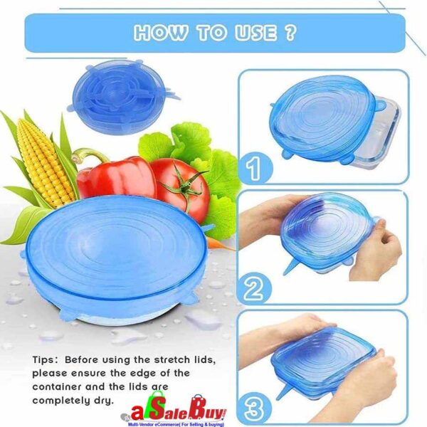 6pcs Silicon Food Cover Set - Image 3