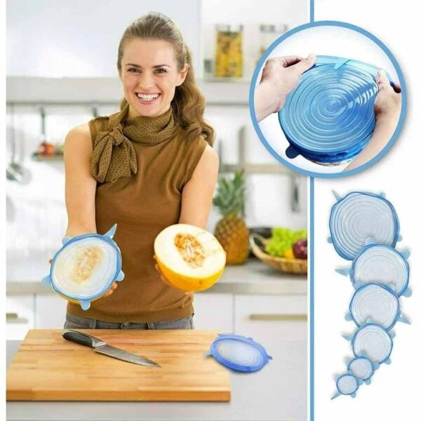 6pcs Silicon Food Cover Set - Image 4