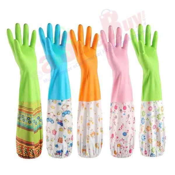 High Quality Multicolor Silicone Kitchen Hand Gloves for Dish Washing - 1 Pair