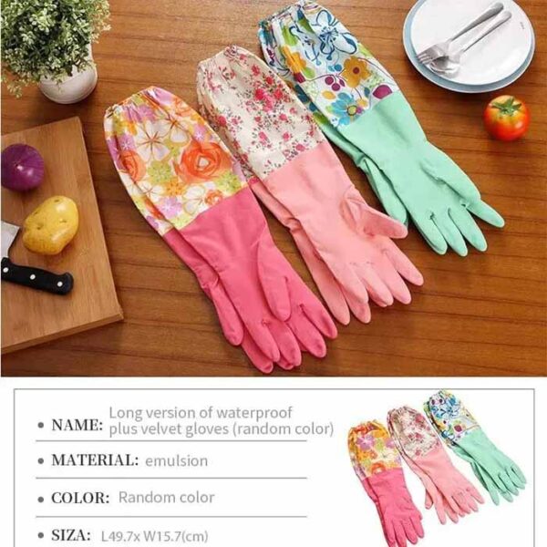 High Quality Multicolor Silicone Kitchen Hand Gloves for Dish Washing - 1 Pair - Image 3