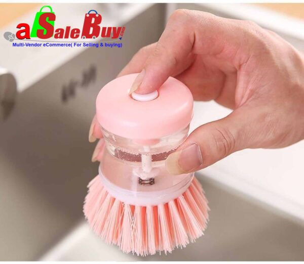 Convenient Pressure Washing Liquid Cleaning Brush,1pc Cute Kitchen Wash Tool Pot Pan Dish Bowl Palm Brush Scrubber Cleaning washing Cleaner holder,Dish Washing Brush. - Image 2