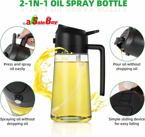 2in1 Oil Sprayer Glass Bottle