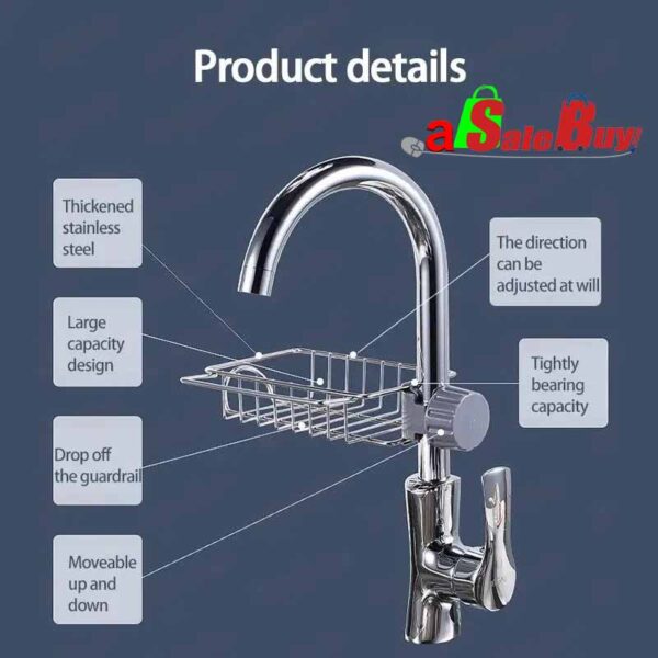 Stainless Steel Faucet Rack Kitchen Sing Organizer Holder-1Pcs - Image 2