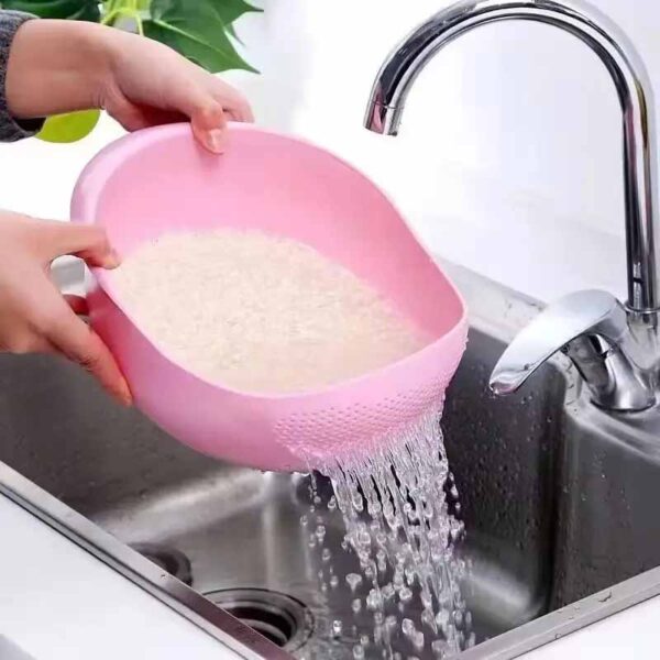 Silicone Colander Rice Bowl Drain Basket Fruit Bowl Washing Drain Basket with Handle Washing Basket Home Kitchen Organizer