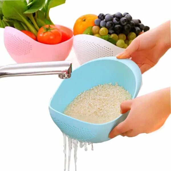 Silicone Colander Rice Bowl Drain Basket Fruit Bowl Washing Drain Basket with Handle Washing Basket Home Kitchen Organizer - Image 2