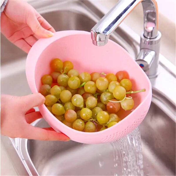 Silicone Colander Rice Bowl Drain Basket Fruit Bowl Washing Drain Basket with Handle Washing Basket Home Kitchen Organizer - Image 3