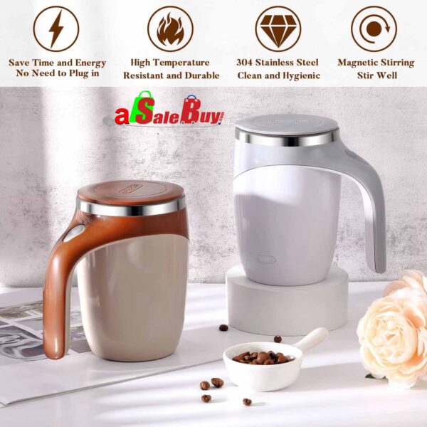 Automatic Magnetic Stirring Coffee Mug Electric High Speed Mixing Cup for Coffee, Milk, Cocoa and Other Beverages - Image 2