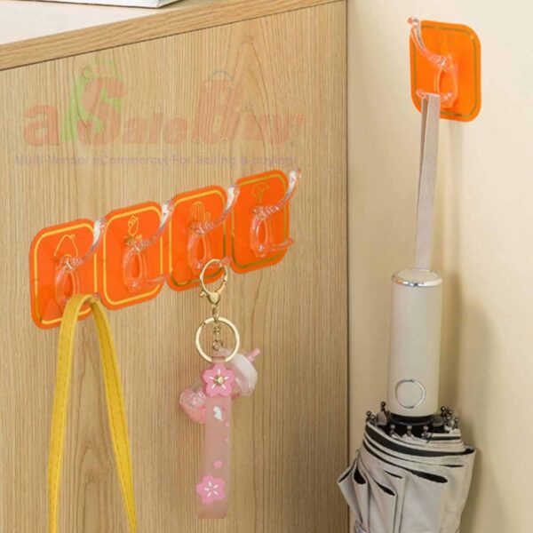 6 Pcs Wall Hooks Long Strip Hook Wall Mount Punch Traceless Strong Adhesive Plastic for Kitchen Bathroom - Image 4