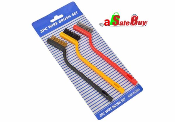 NEW 3PCS WIRE BRUSH SET SMALL MINI MICRO STEEL BRASS NYLON DIY METAL RUST REMOVER