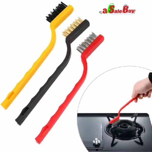 NEW 3PCS WIRE BRUSH SET SMALL MINI MICRO STEEL BRASS NYLON DIY METAL RUST REMOVER - Image 2