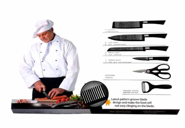 6Pcs Kitchen Knife Set Non Stick Coating Kitchen Knives With Box - Image 2