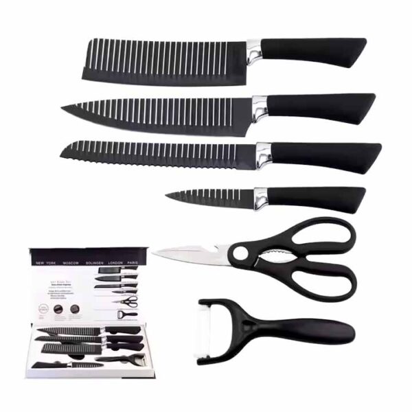 6Pcs Kitchen Knife Set Non Stick Coating Kitchen Knives With Box