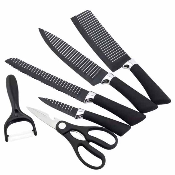 6Pcs Kitchen Knife Set Non Stick Coating Kitchen Knives With Box - Image 3