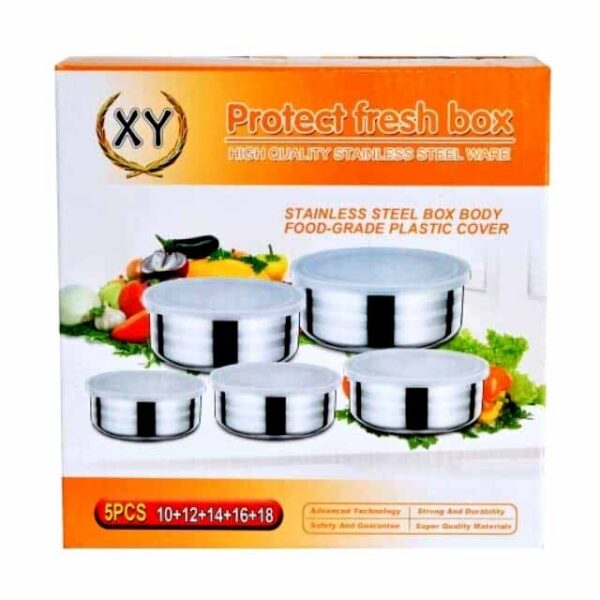 5 Pcs Multifunctional Stainless Steel Protect Fresh Box With Lid