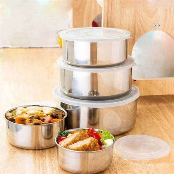 5 Pcs Multifunctional Stainless Steel Protect Fresh Box With Lid - Image 3